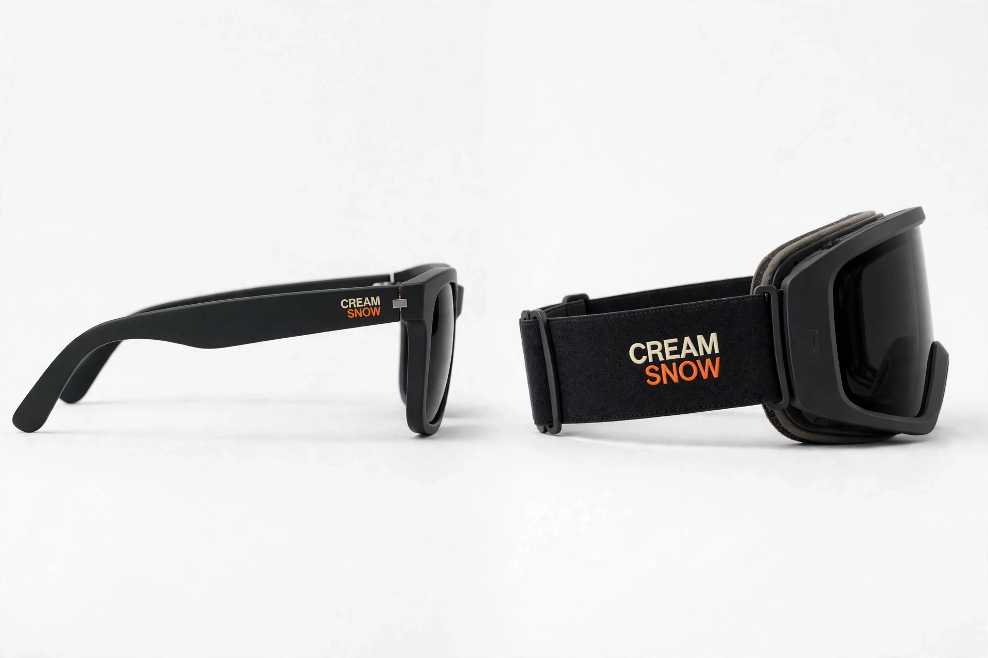 Cream Snow goggles and sunglasses
